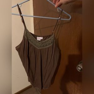 brown cami with beaded straps